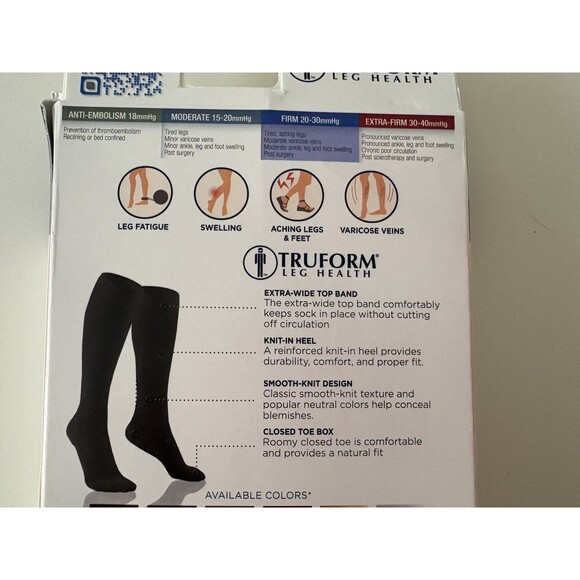 Truform Leg Health Medical Compression Stockings 20-30 mmHg Closed Toe Lg Black - Picture 8 of 10